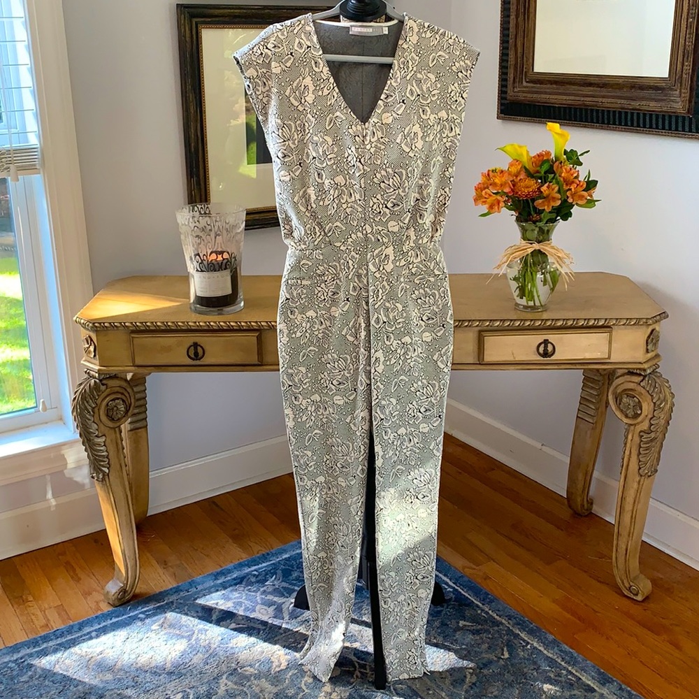 Hunter Bell Designer black cream floral jumpsuit S